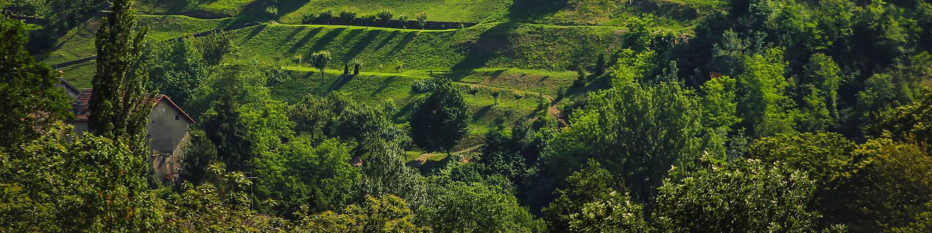 Panoramic view over Sassello village in Liguria, Italy