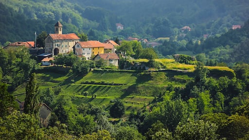 Panoramic view over Sassello village in Liguria, Italy