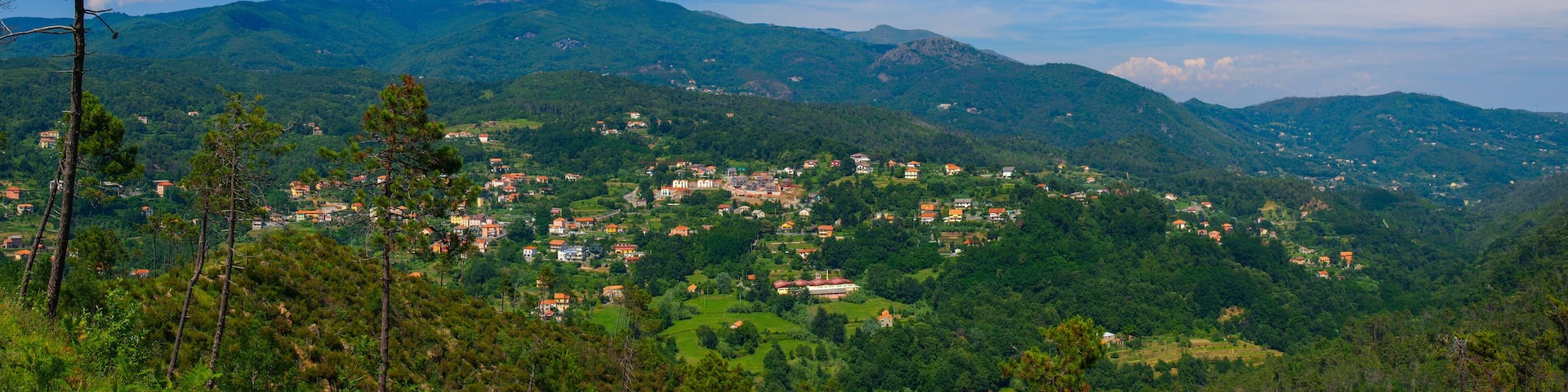 Alpine panoramic view with the Urbe village in Liguria, Italy