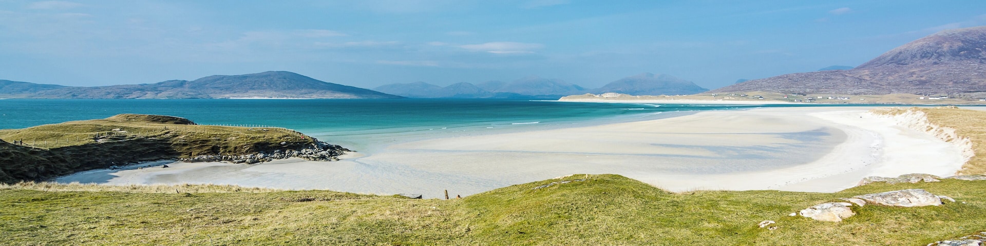 Seilebost, looking over towards Luskentyre with the uninhabited island of Taransay to the left of centre