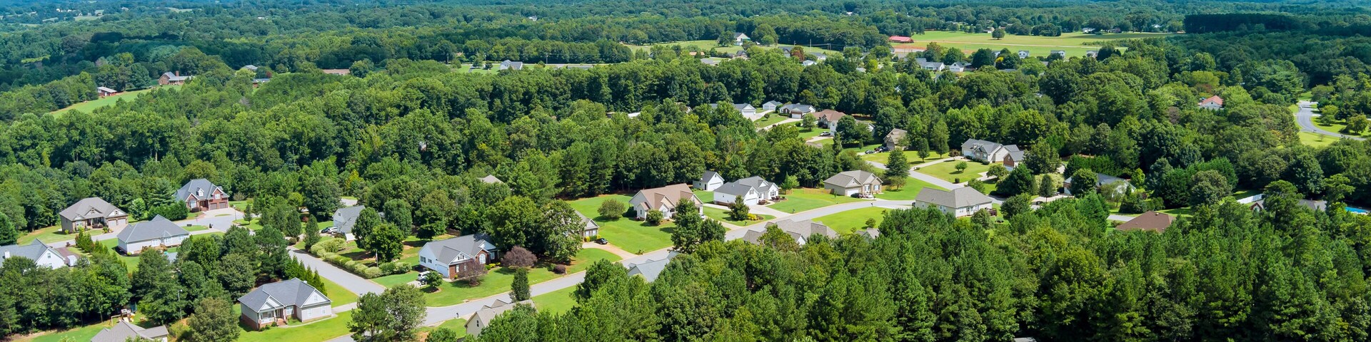 Aerial top view of Boiling Springs at beautiful town urban near forest landscape the South Carolina US