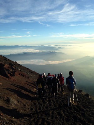 Head in the clouds. Descending after watching a beautiful sunrise atop Mount Fuji. #weekendgetaway