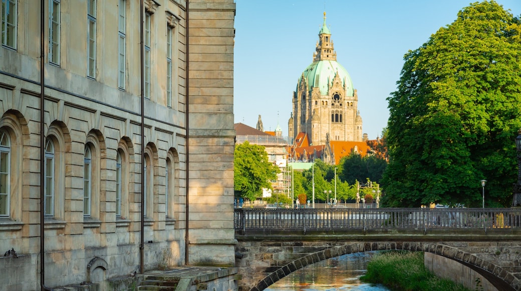 Leineschloss which includes a bridge, heritage architecture and a river or creek