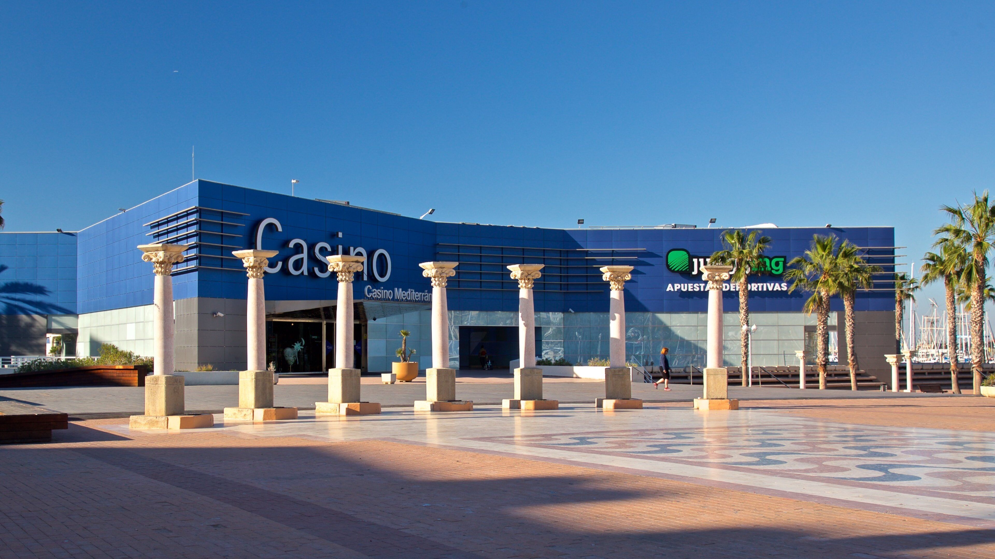 Casino Mediterraneo which includes a square or plaza and signage