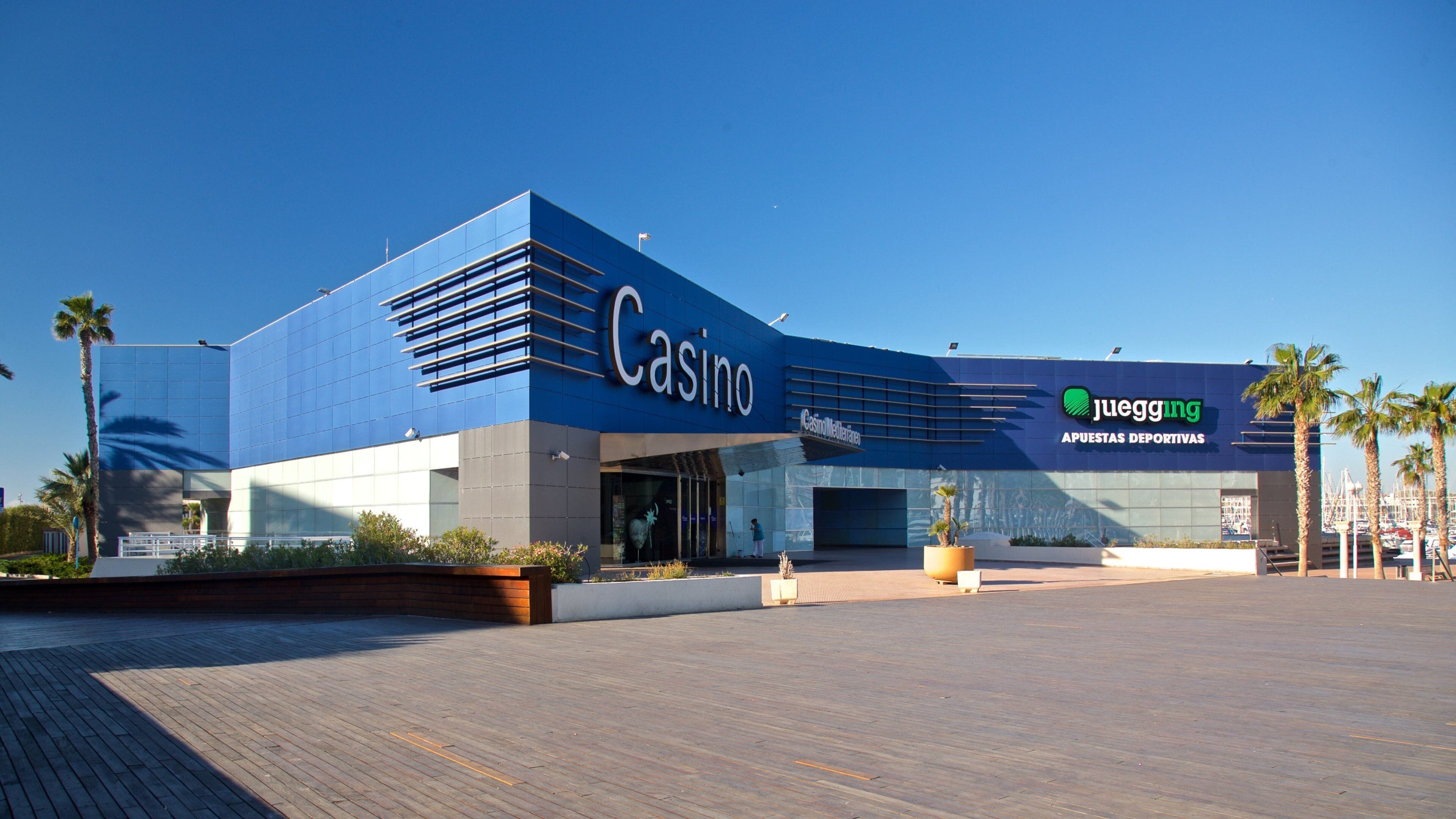 Casino Mediterraneo showing signage and a square or plaza