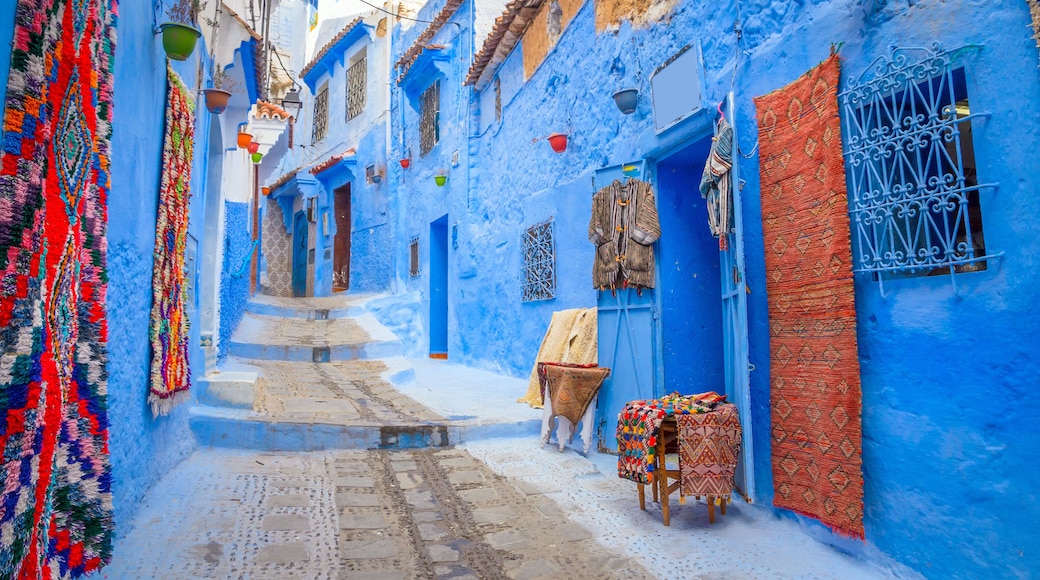 Beautiful street of blue medina in city Chefchaouen, Morocco, Africa.