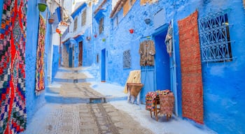 Beautiful street of blue medina in city Chefchaouen, Morocco, Africa.