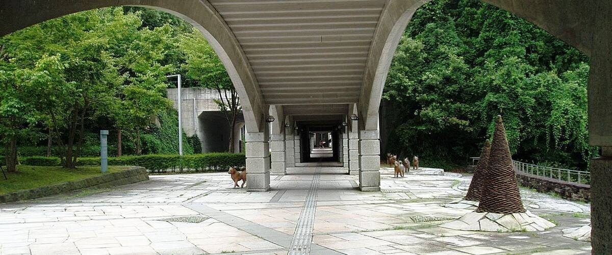 Pedway to the Main Bldg., Miyagi University, located in Taiwa, Miyagi, Japan.