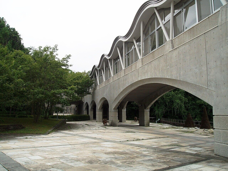 Pedway between the Main Bldg. and the Exchange Center Bldg., Miyagi University, located in Taiwa, Miyagi, Japan.