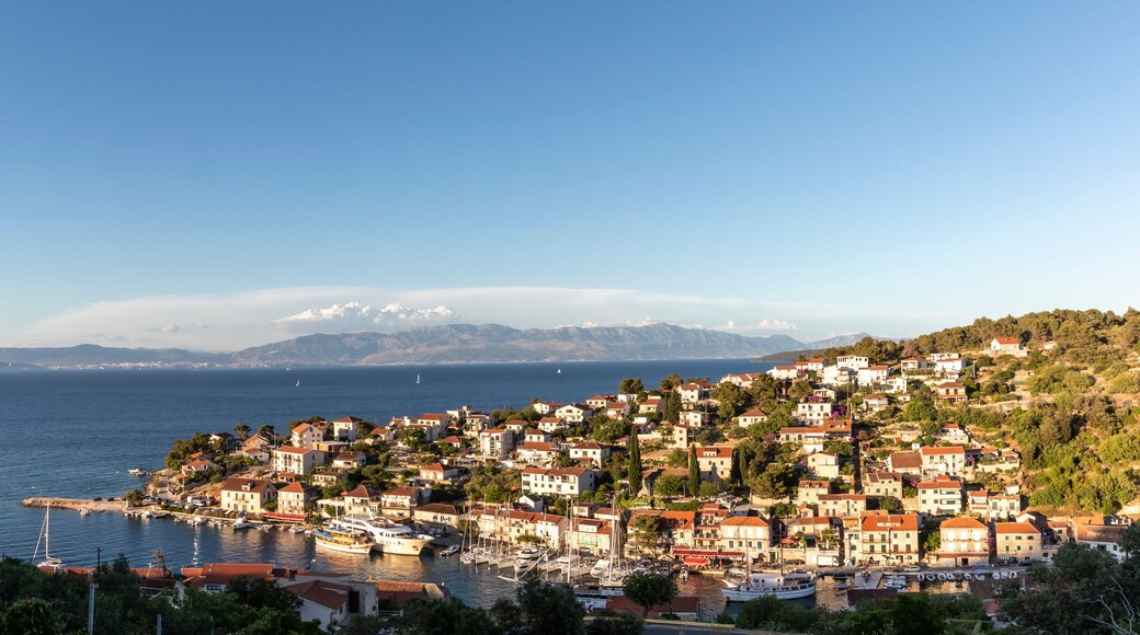 panoramic view of the port of Stomorska, small village on the island Solta, Croatia