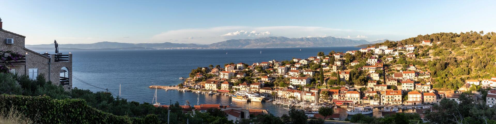 panoramic view of the port of Stomorska, small village on the island Solta, Croatia