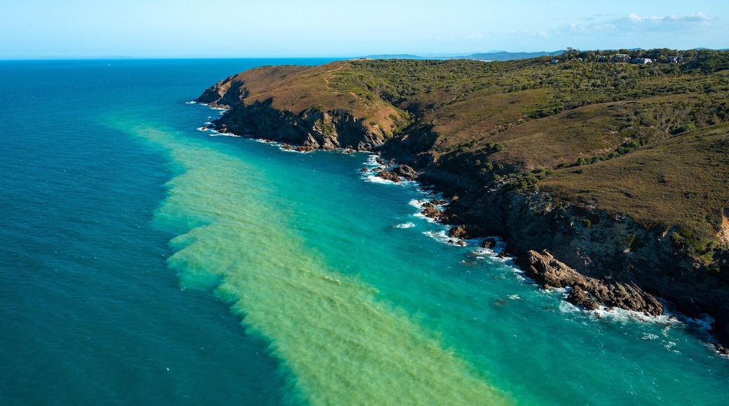 Byfield National Park showing general coastal views, landscape views and rocky coastline