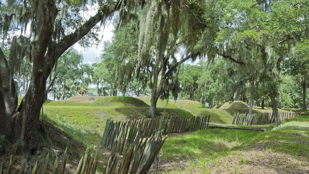 The earthworks and palisade at Fort McAllister, Richmond Hills, Georgia