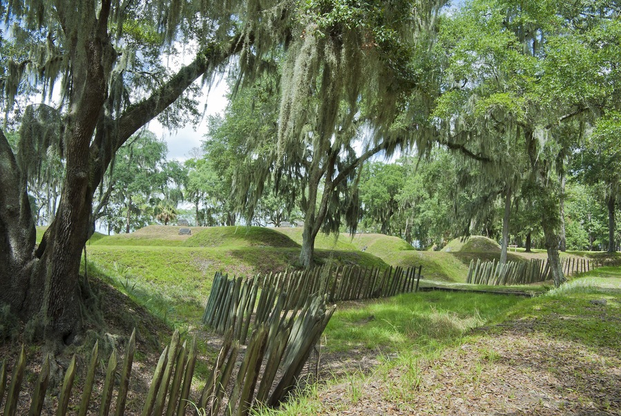 The earthworks and palisade at Fort McAllister, Richmond Hills, Georgia
