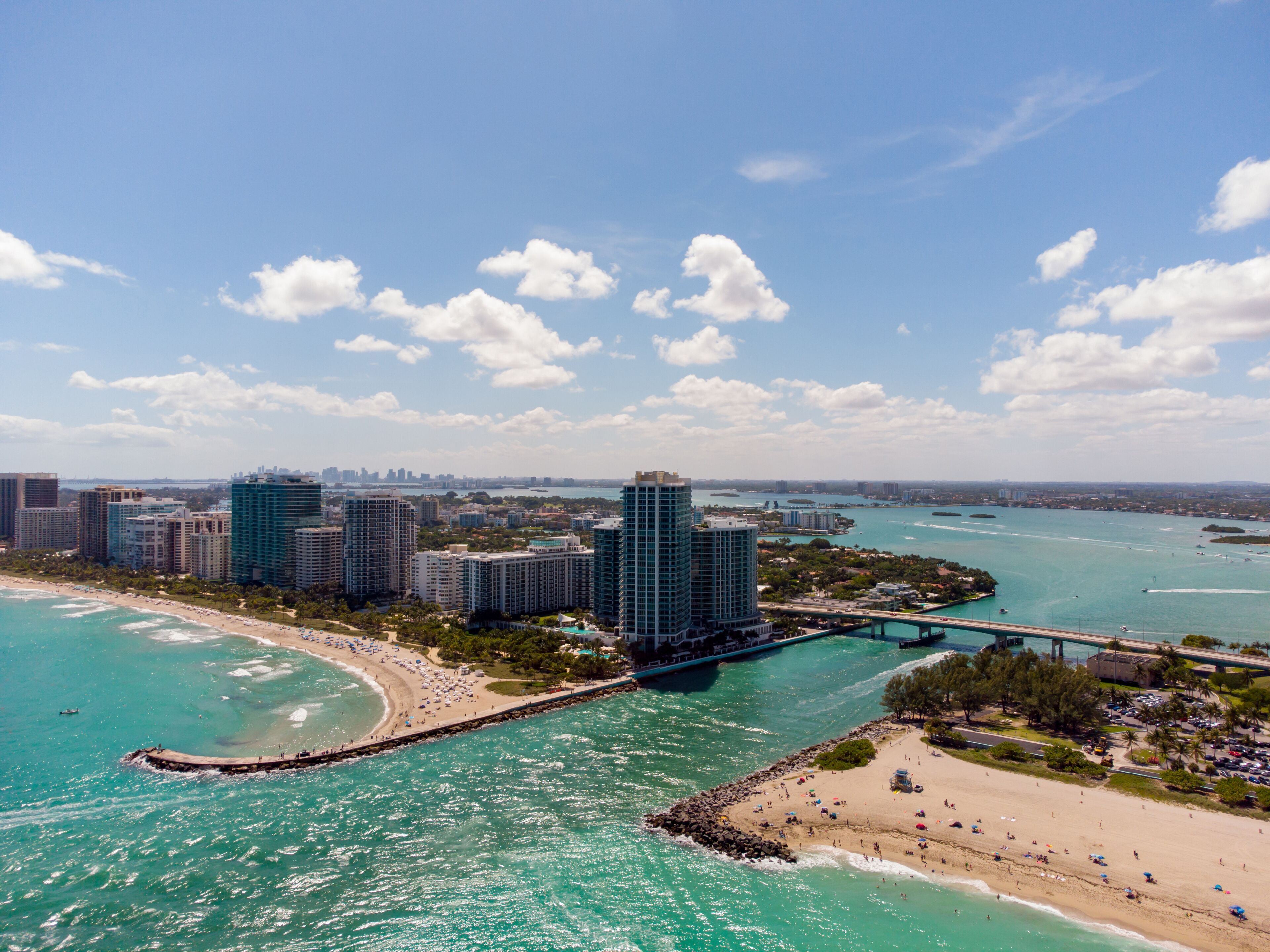 Beautiful scenic photo Miami Beach inlet facing southwest