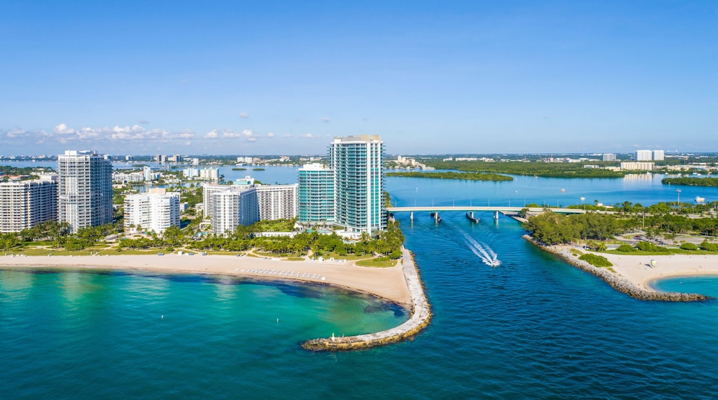 Aerial view of Haulover Inlet, Bal Harbour, Florida, United States.