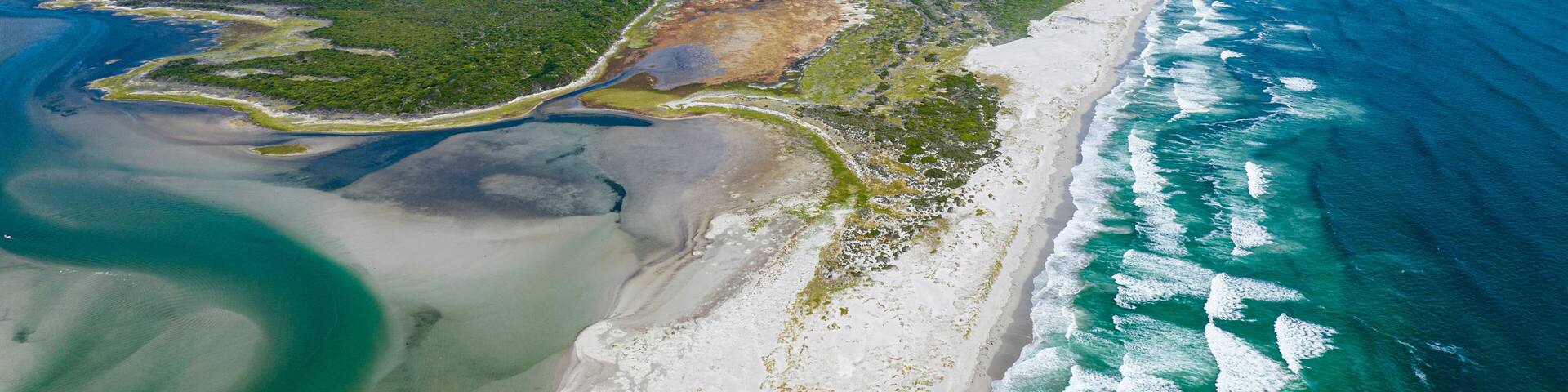 Aerial of the Klein River Lagoon, Hermanus, Western Cape Province