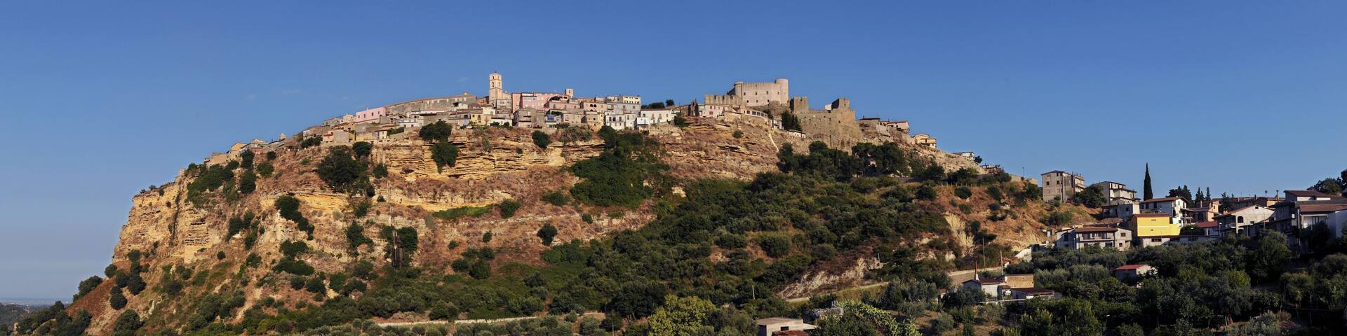 Panoramic image of Santa Severina village, Calabria, Italy.