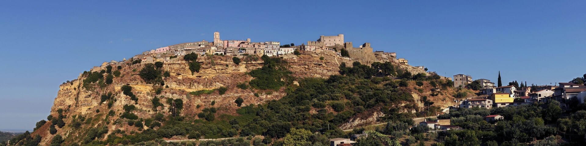 Panoramic image of Santa Severina village, Calabria, Italy.