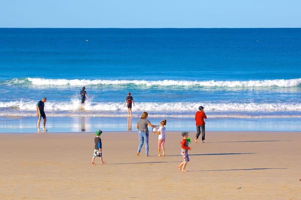 Alex Beach showing a beach as well as a large group of people
