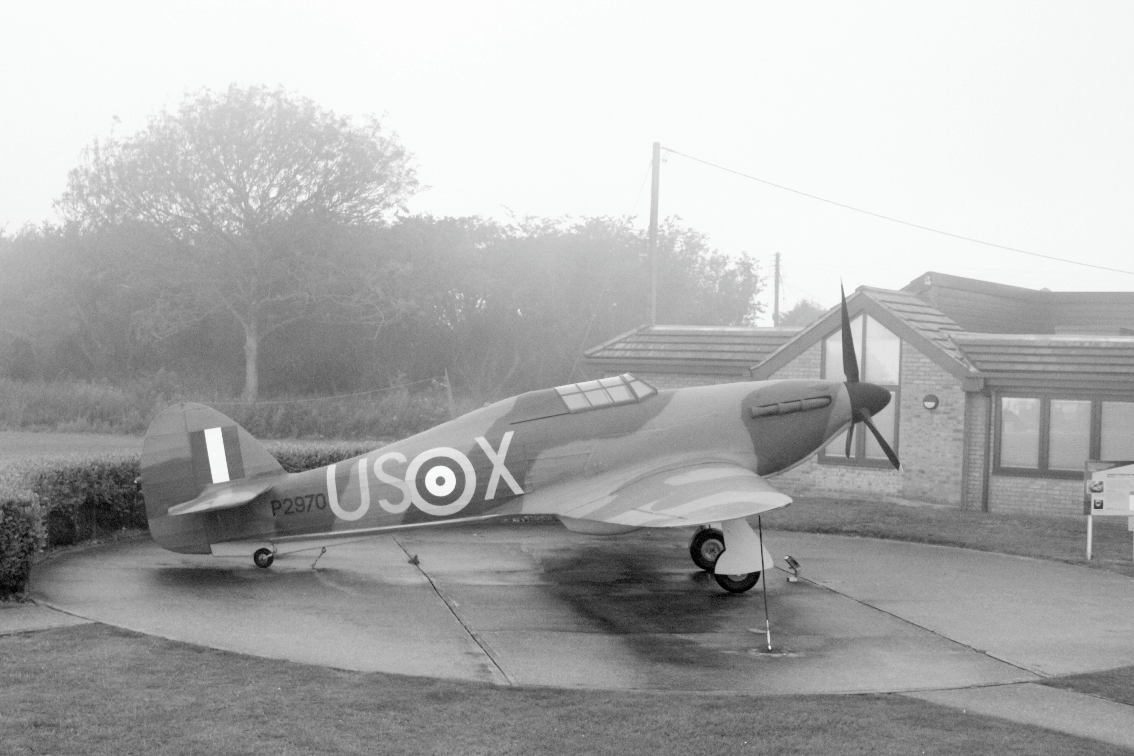 Replica plane on a misty morning lovely museum