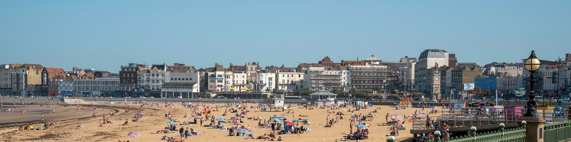 Margate, Kent, England, UK. 2020. Old town Margate and the main beach sands.