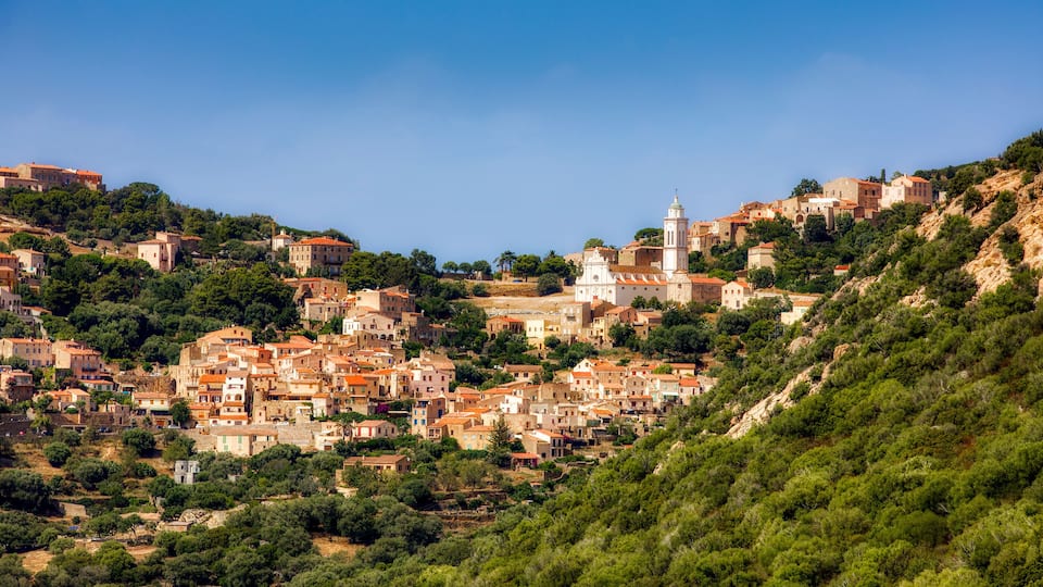 The Village of Corbara in the Balagne Region on Corsica, France