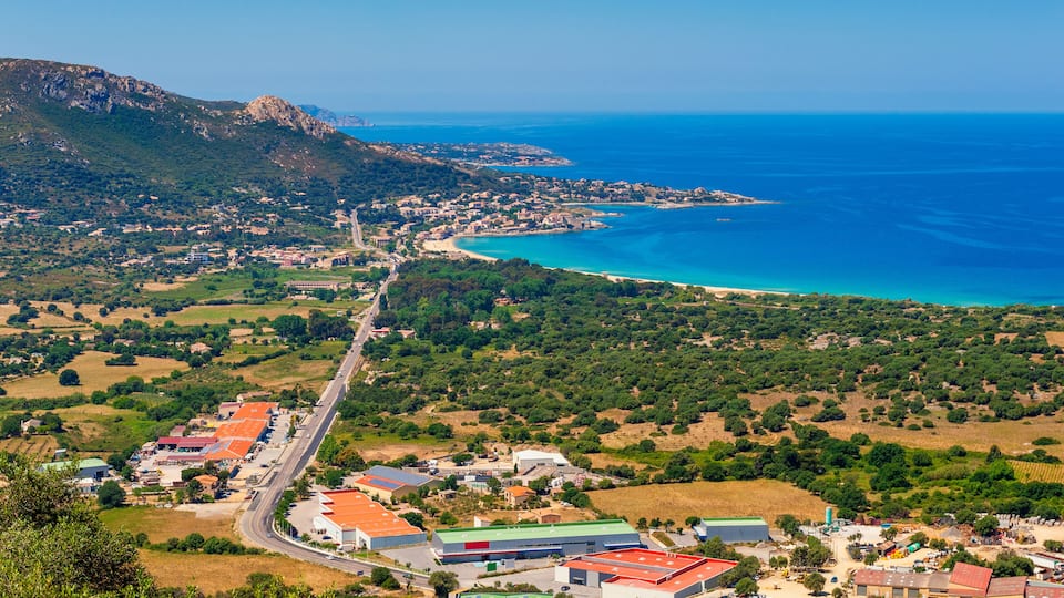 High angle view on the Village of Algajola, Corsica, France