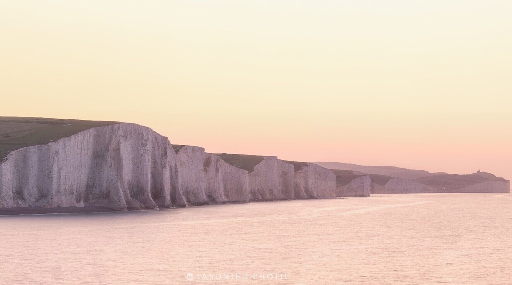 Saharan sands blown in from Hurricane Ophelia created a pink sunrise over the Seven Sisters, UK