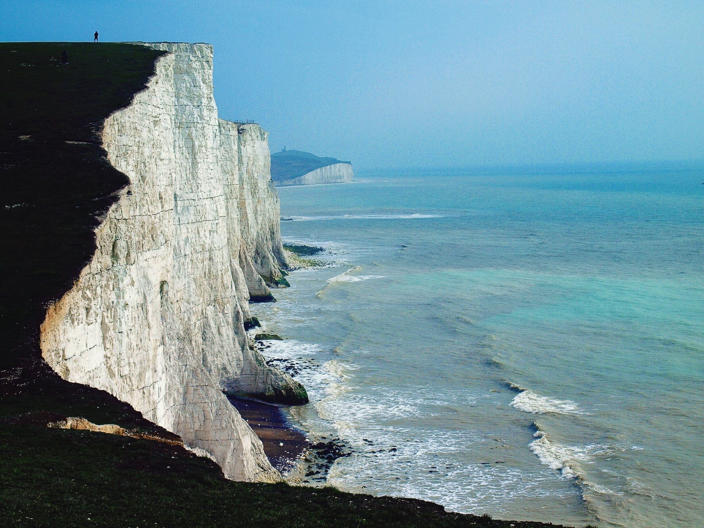 The spectacular view standing on the rugged cliffs, looking East towards Beachy Head. Always different, never boring.  #england 