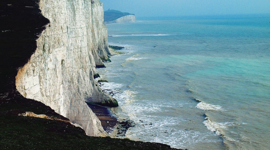 The spectacular view standing on the rugged cliffs, looking East towards Beachy Head. Always different, never boring. #england