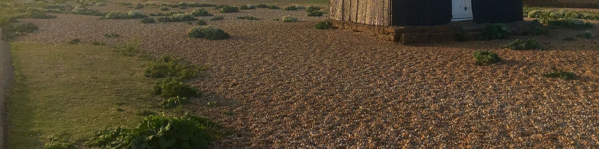 Cool beach walk on Rye coast. Little red roof.