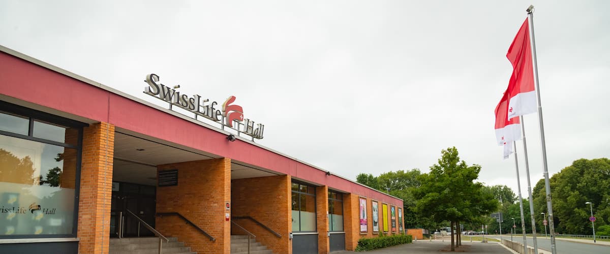 Swiss Life Hall which includes signage