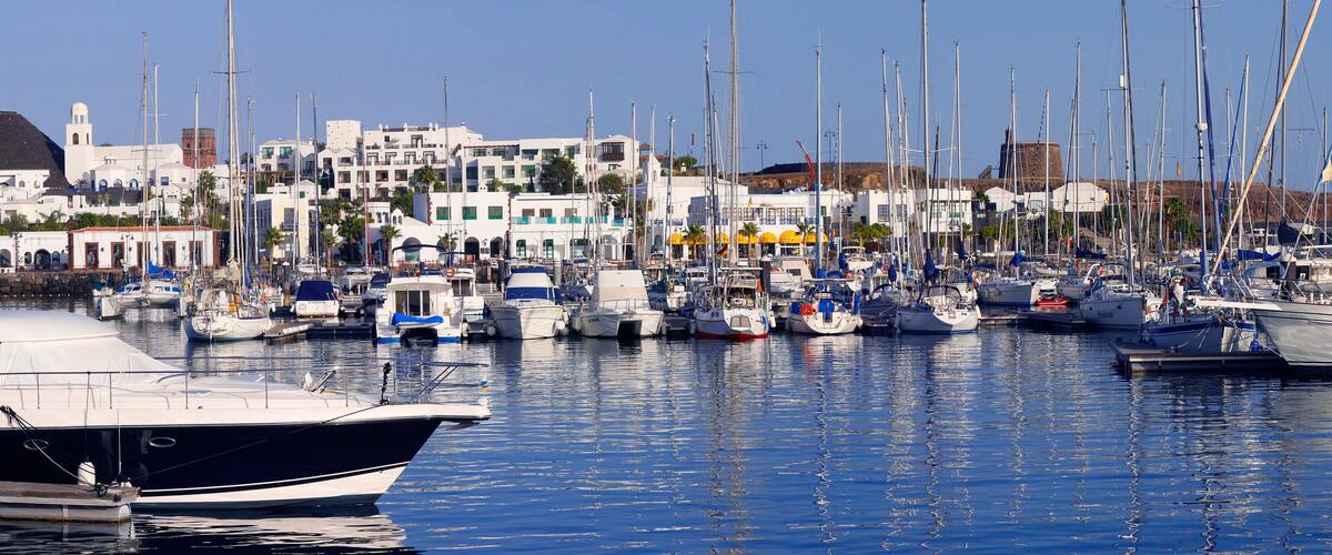 Jachthaven Playa Blanca und Marina Rubicon, Insel Lanzarote, Kanaren, Spanien, Europa, Panorama