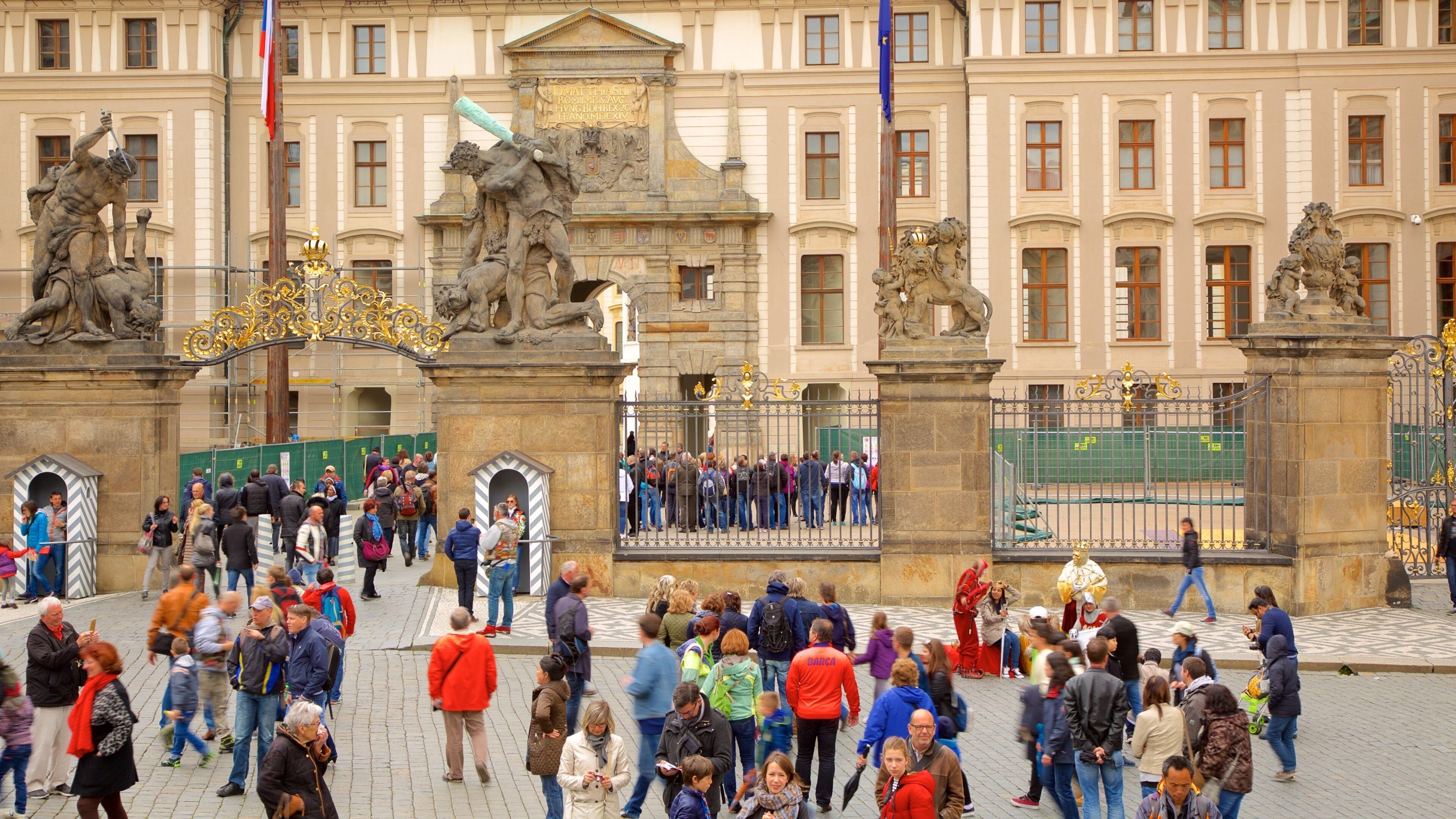 Hradcany Castle District which includes heritage elements, a city and street scenes