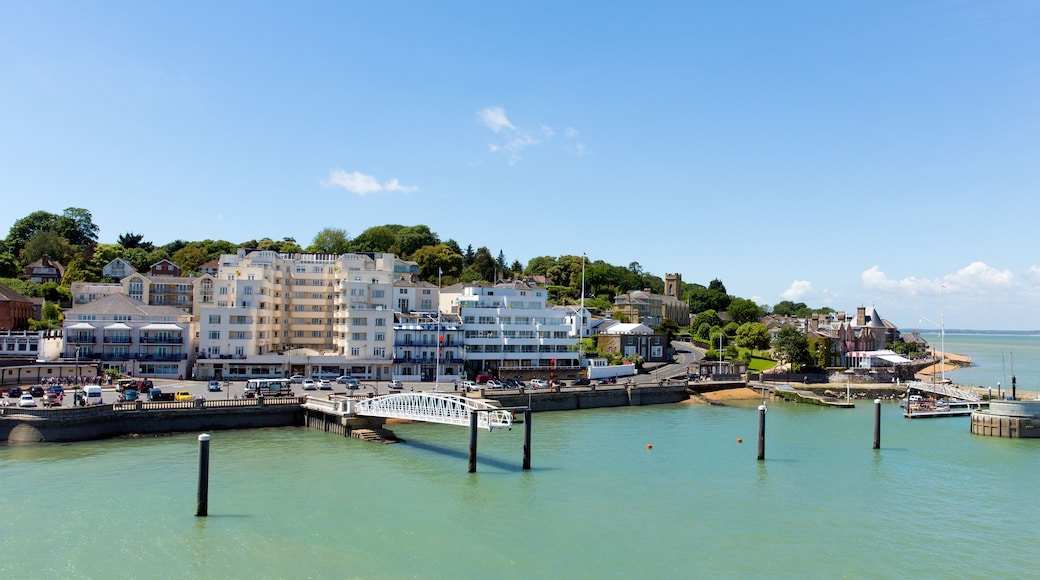 Cowes harbour Isle of Wight on a calm blue sky summer day