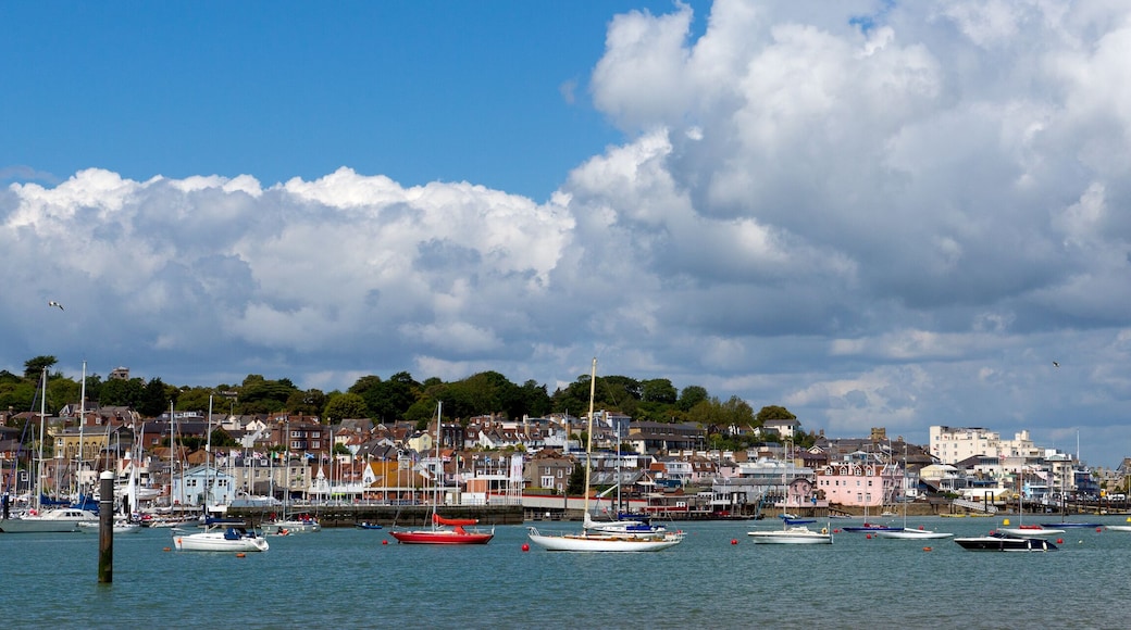 Cowes harbour Isle of Wight on a calm blue sky summer day
