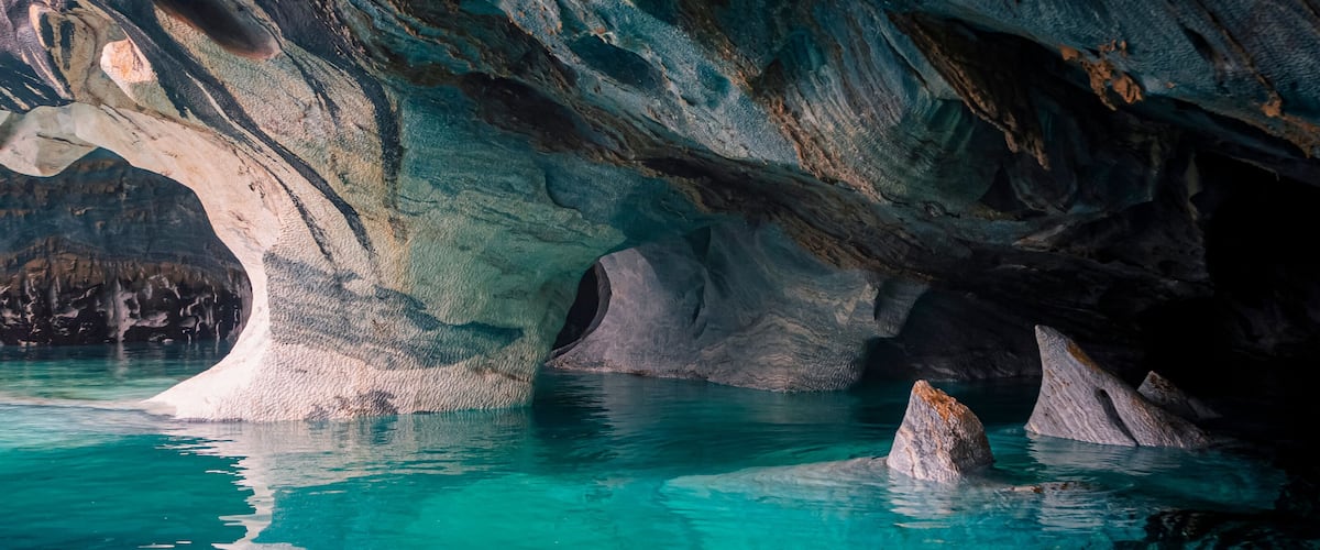 detail of the marble chapels in the General Carrera Lake of the Carretera Austral