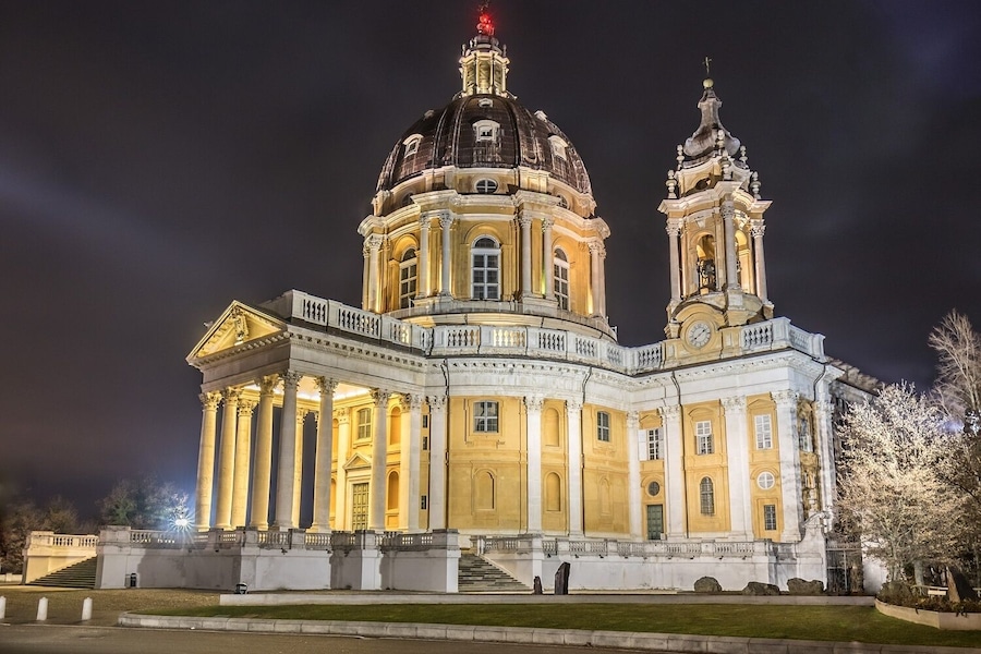 Basilica of Superga at night. Torino, Italy