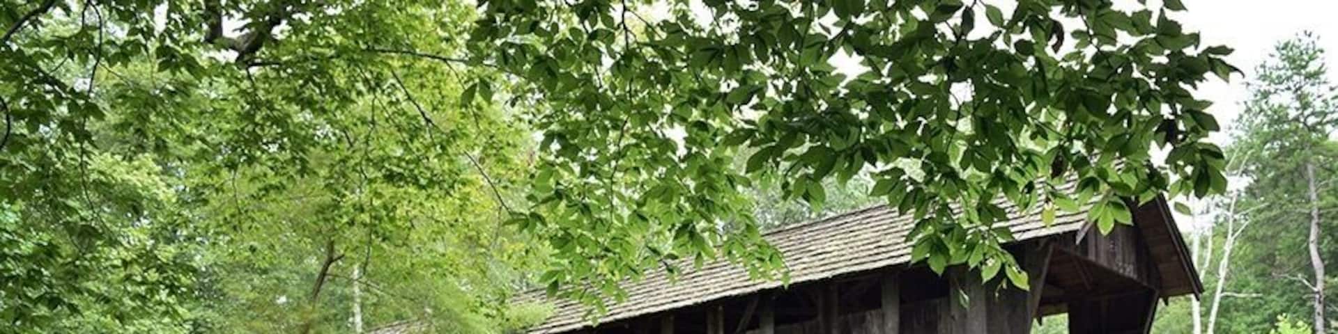 One of only two covered bridges left in NorthCarolina. Beautiful Loop Trail through fairy like forest. #TakeAHike