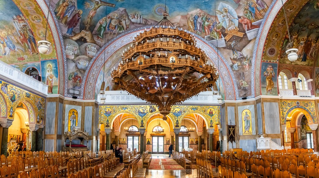 Patras, Greece - 26 February 2023 - Interior of the Holy Church of Saint Andrew in the center of town during the carnaval period