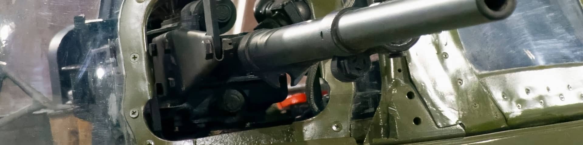 The gun turret of a Russian combat propeller plane from the Second World War