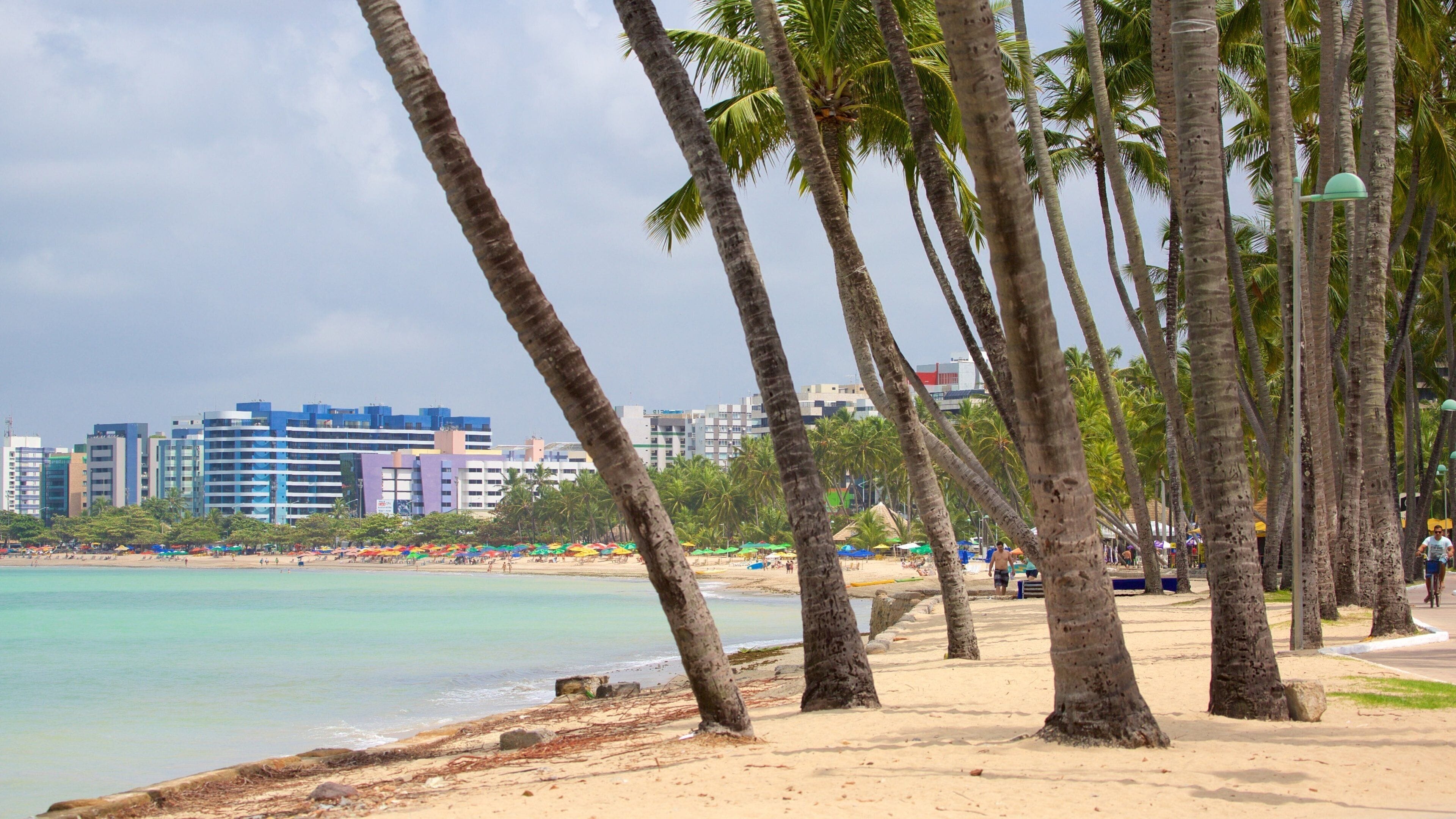 Ponta Verde Beach showing a beach, a coastal town and general coastal views