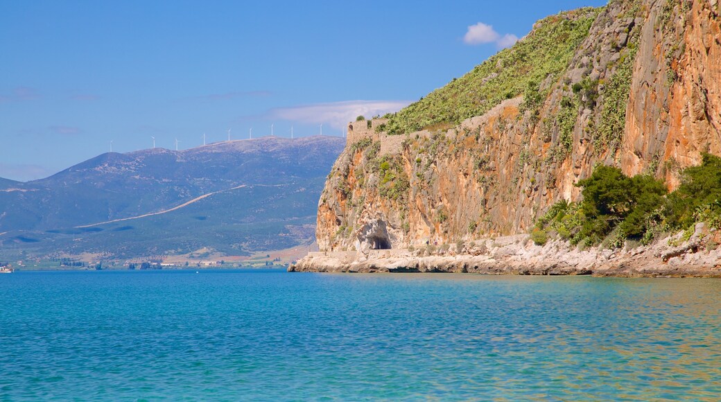 Arvanitia Beach showing rocky coastline