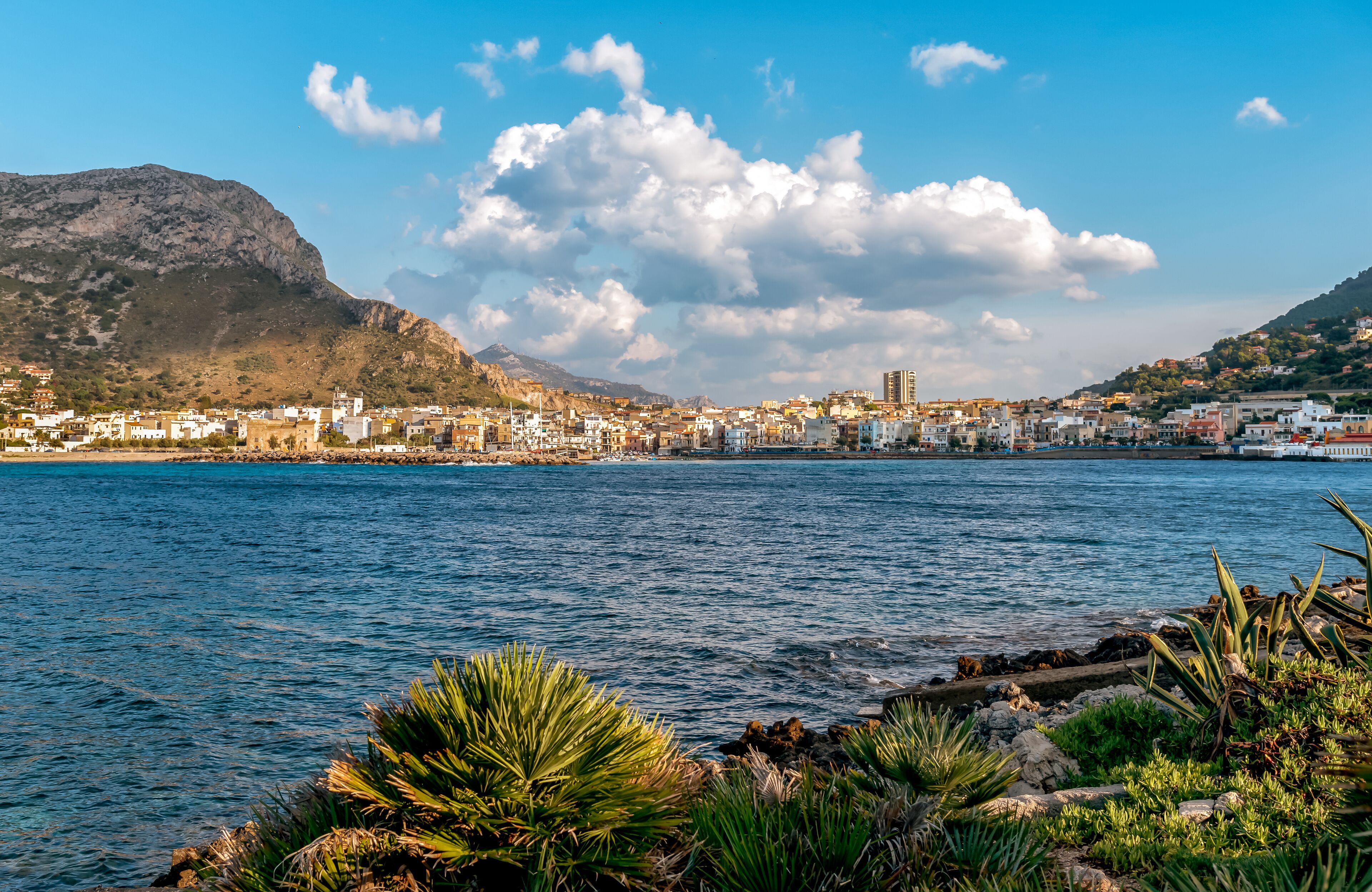 View of the Sferracavallo gulf and Capo Gallo mount, province of Palermo, Sicily.