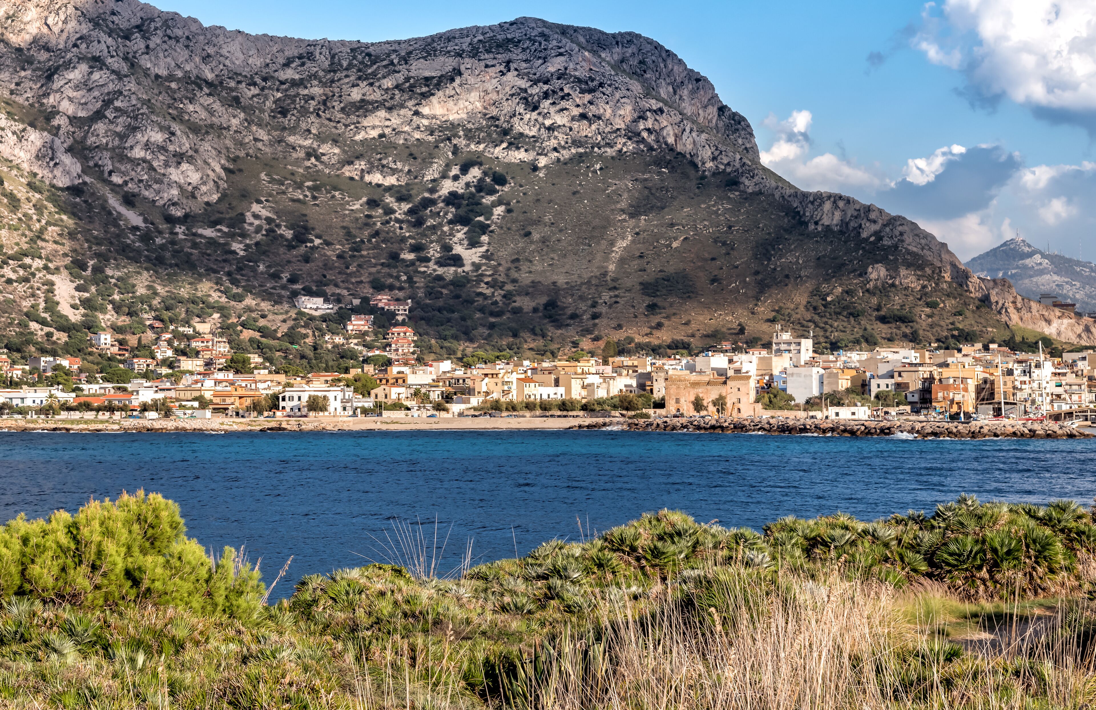 View of the Capo Gallo mount and gulf of Sferracavallo, province of Palermo, Sicily.