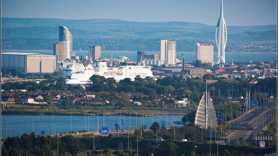 A view of Portsmouth from the escarpment up by Nelson's Fort.