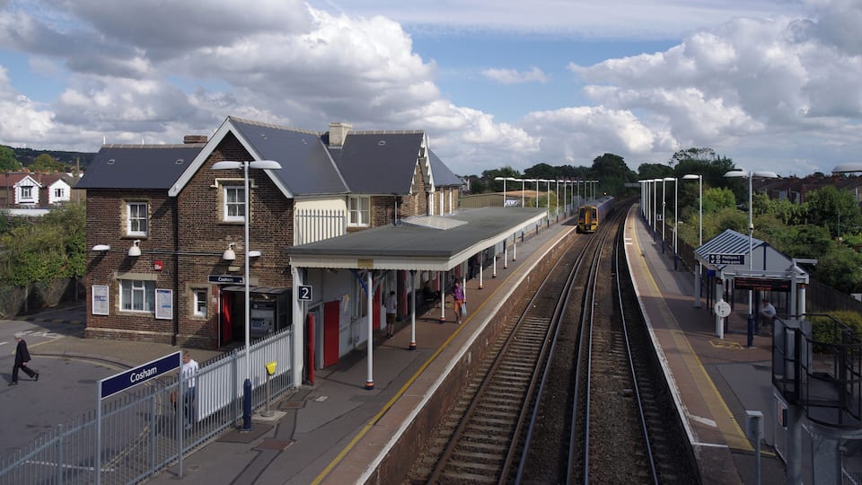 Looking over Cosham railway station from the footbridge.