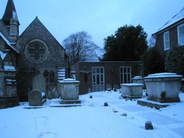 Tombs by the church hall of SS Peter and Paul, Wymering, Hampshire