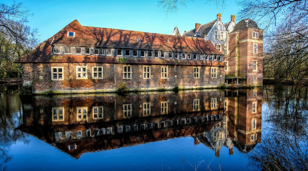 Senden, Coesfeld, Munsterland December 2017 - Watercastle Wasserschloss Schloss Senden during sunny day in Winter